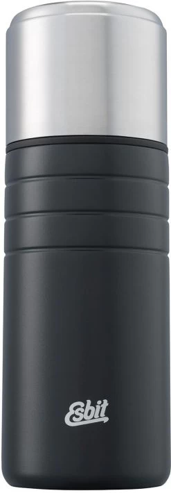 Esbit MAJORIS Edelstahl Isolierflasche Mit Doppelwandigem Edelstahl-Becher, 0.5L, Schwarz