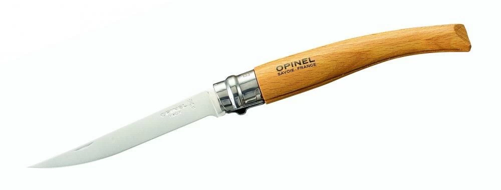Opinel Messer Slim-Line, Größe 10, Rostfrei, Buchenholz