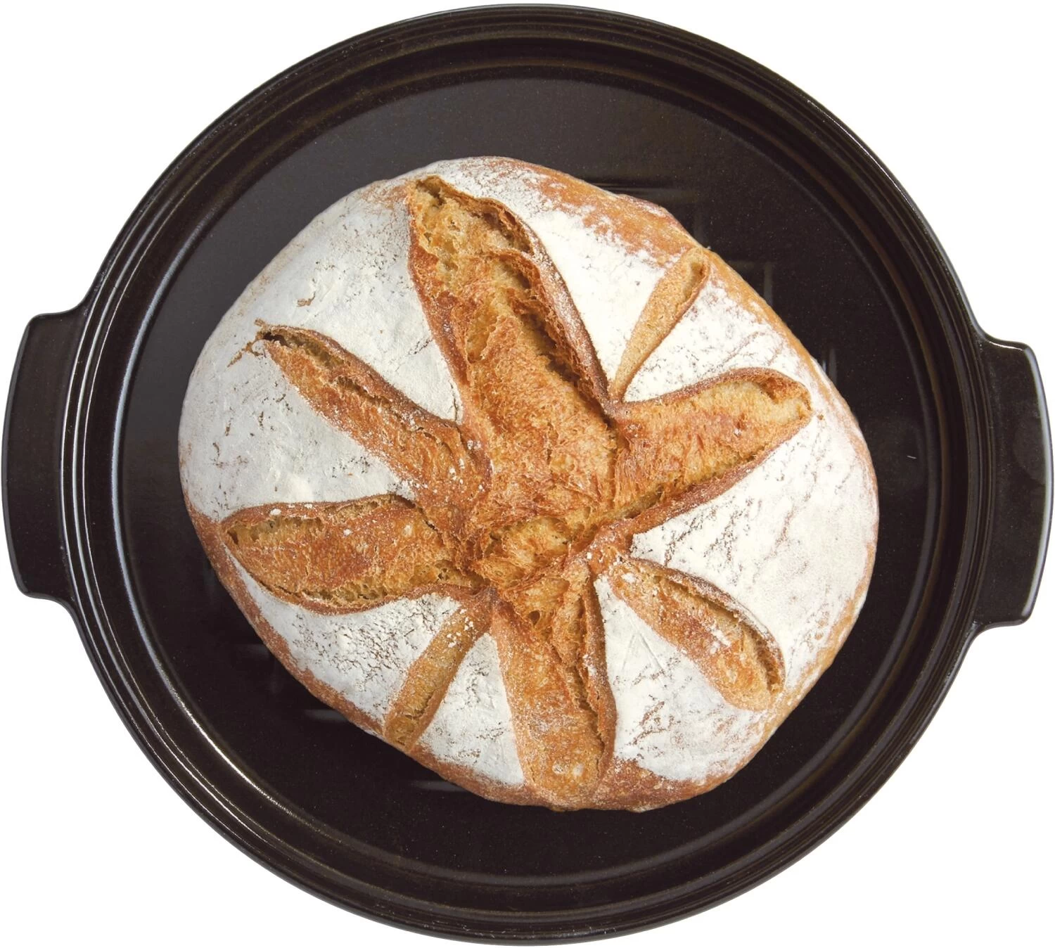 Emile Henry Brotbackform Rund In Fusain – Bild 4