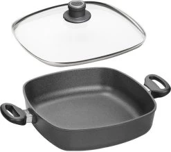 Woll Viereck-Servierpfanne Induktion + Sicherheitsglasdeckel Titanium Nowo