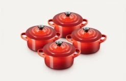 Le Creuset Mini-Cocotte Kirschrot, 4er-Set